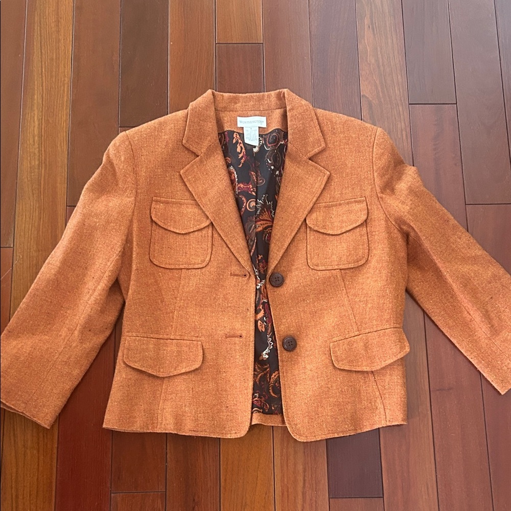 Like new 11% Wool Blazer Jacket, Orange Tweed, 8